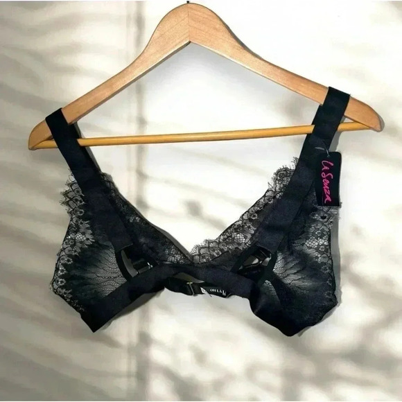 NWT OH LA LA CHERI BRALETTE DELICATE BLACK LACE GOTH FAIRY L/XL - Picture 1 of 5